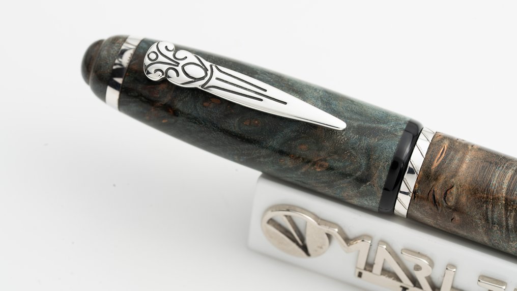 Marlen - Marlen 21 - Edizione Speciale in Radica Verde, Resina e Argento - Rollerball-Stift #3.2