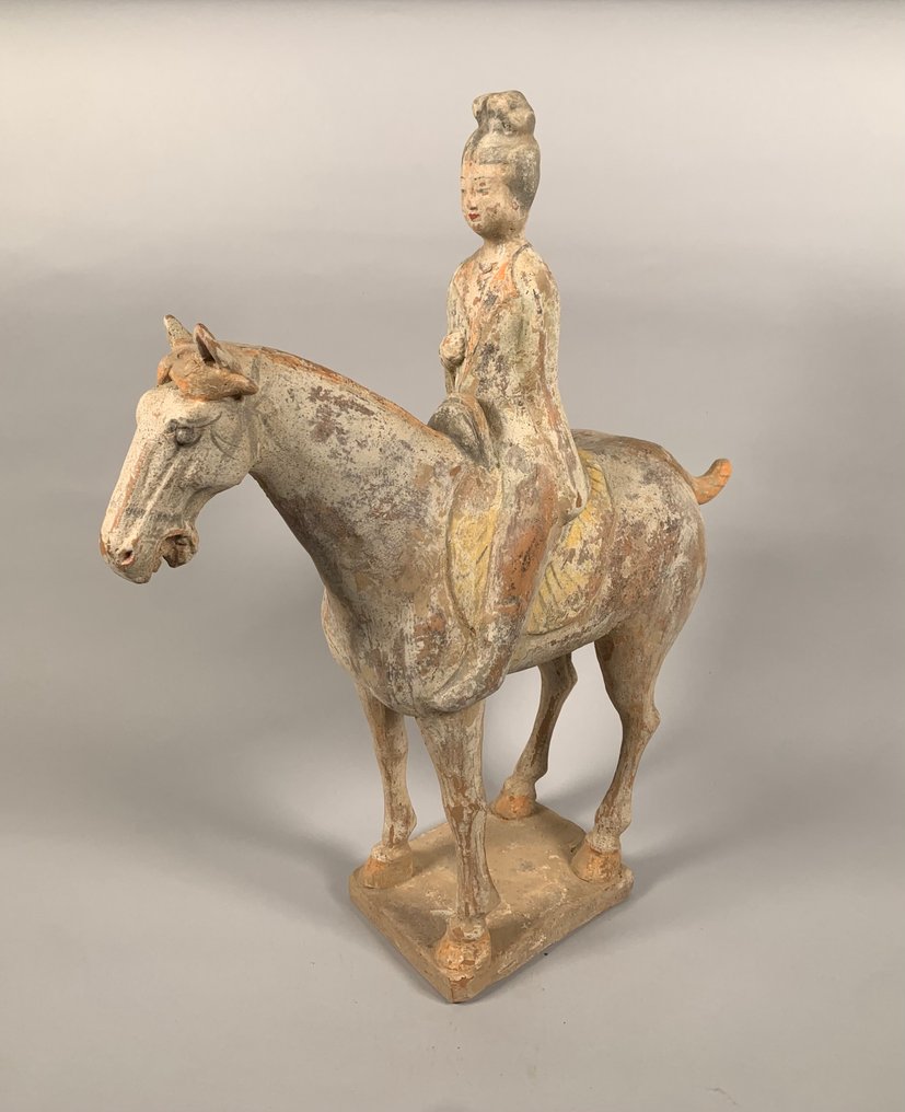 中国古代 陶土骑士 唐朝（618-907） 雕塑 - 45 cm #3.2