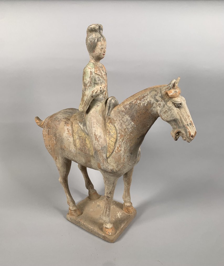 中国古代 陶土骑士 唐朝（618-907） 雕塑 - 45 cm #1.0