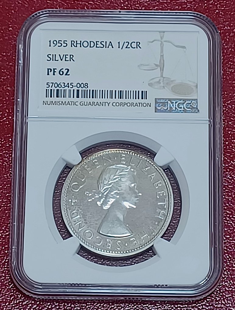 Rhodesia. Elizabeth II. 1/2 Crown 1955 - NGC PF62 #1.0