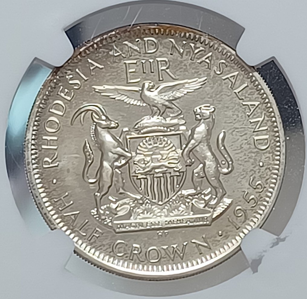 Rhodesia. Elizabeth II. 1/2 Crown 1955 - NGC PF62 #2.1