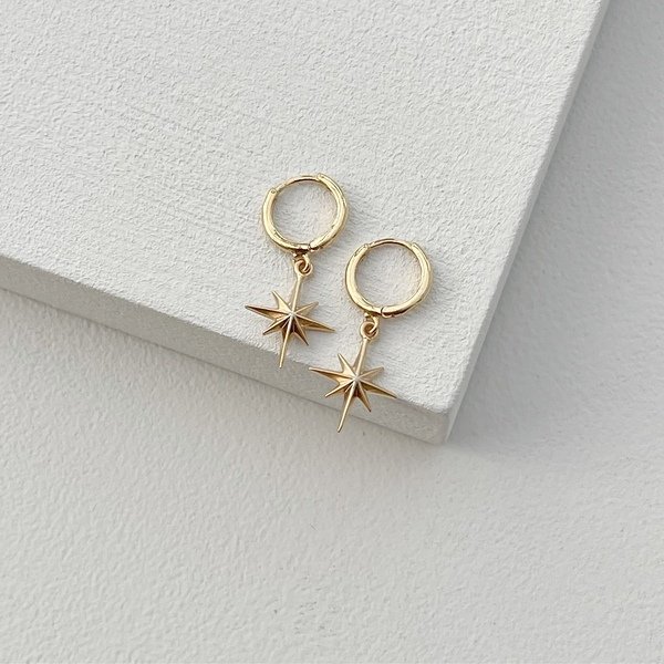 Handmade - 耳环 - 14K包金 黄金 - 北极星 #4.3