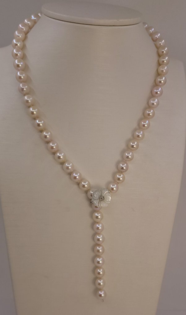 Collana Perle Akoya luminose da 8x8,5 mm, Argento #2.1