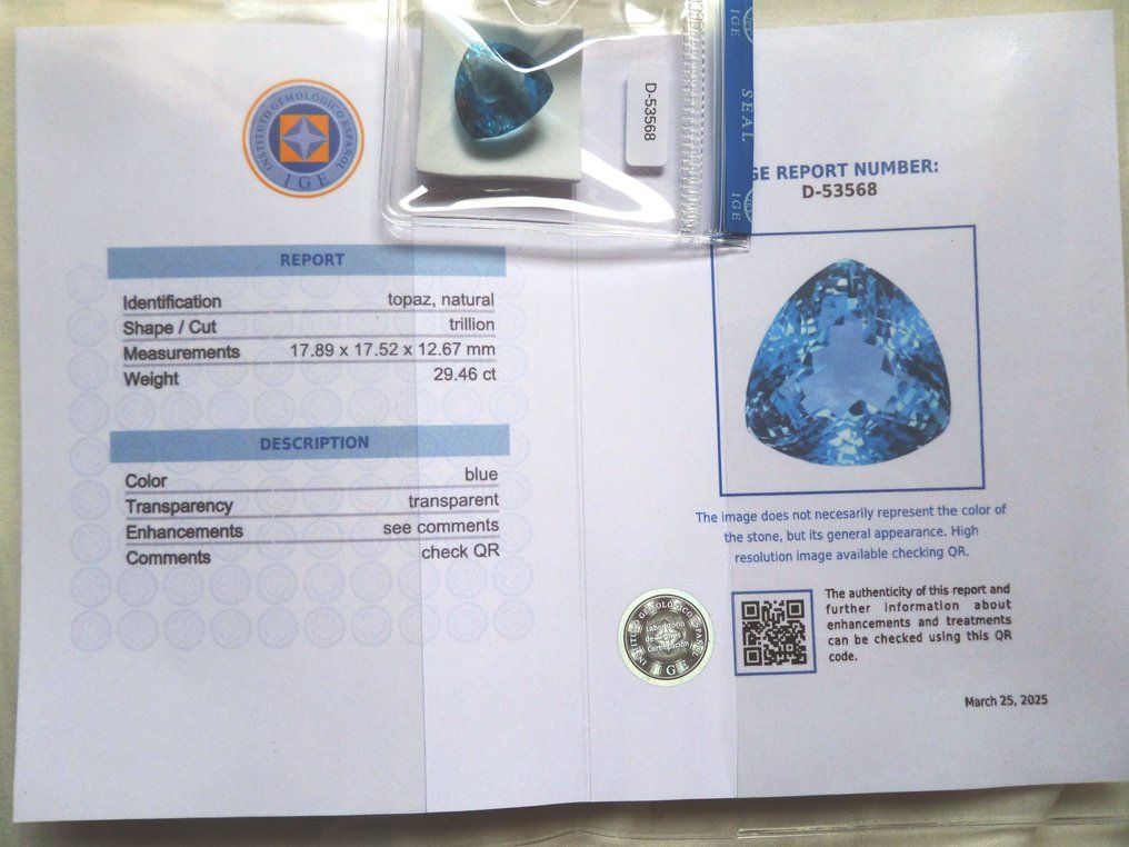 Τοπάζιο  - 29.46 ct - Instituto Gemólogico Español (IGE) #4.3