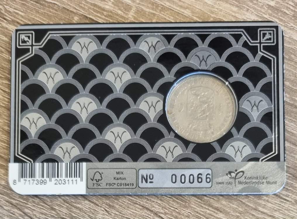 Netherlands. 1908 / Historische coincard zilveren eerste 1/2 gulden Wilhelmina #1.0