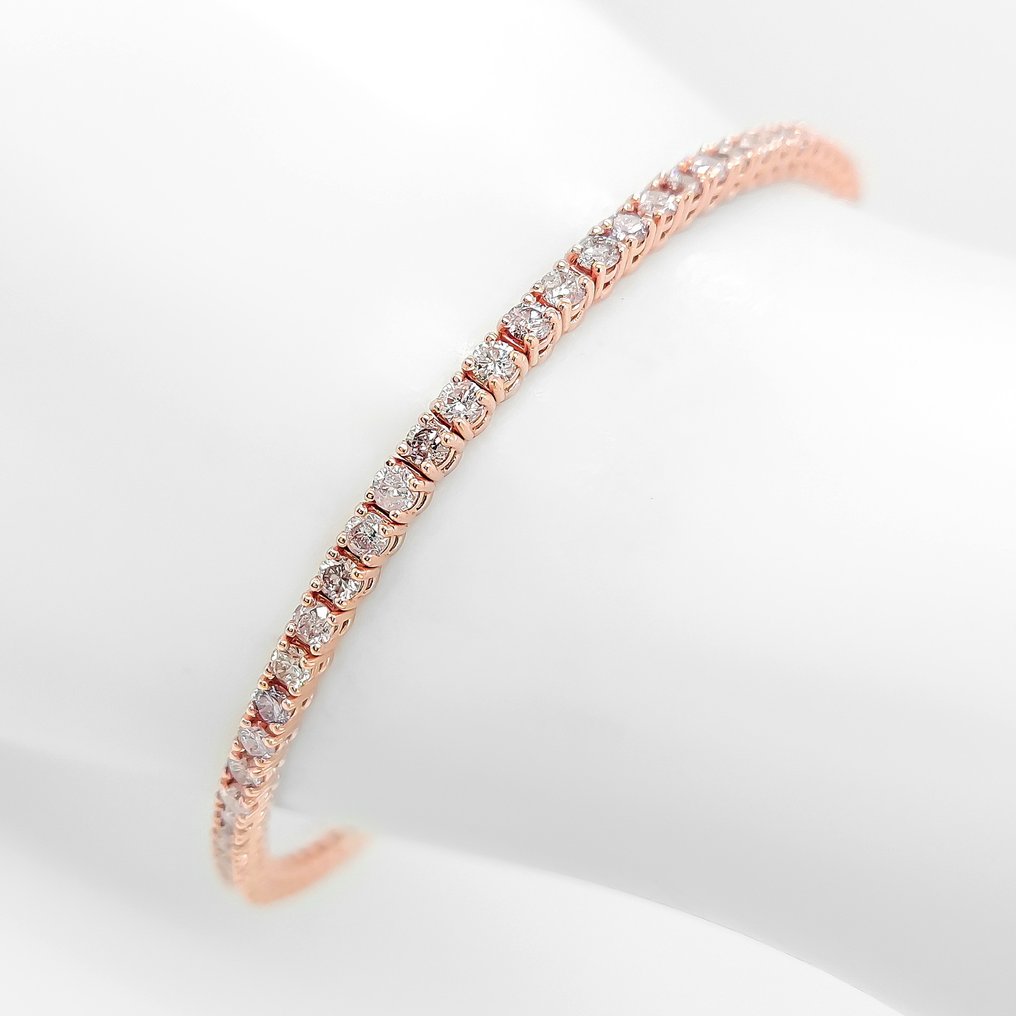 Βραχιόλι - 14 καράτια Ροζ χρυσό -  3.28ct. tw. Ροζ Διαμάντι (Φυσικού χρώματος) #3.2