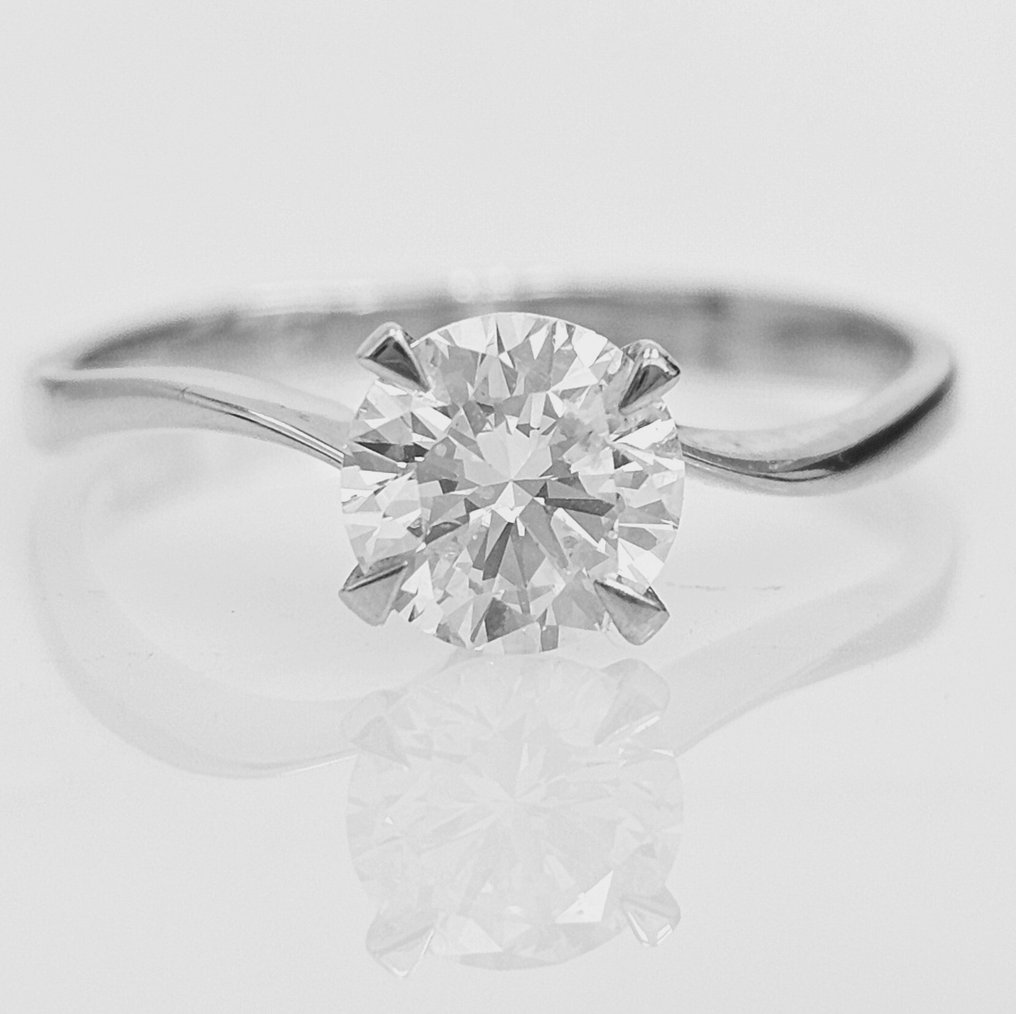 订婚戒指 - 14K包金 白金 -  1.04ct. tw. 钻石 (天然) - G/SI1 #1.0