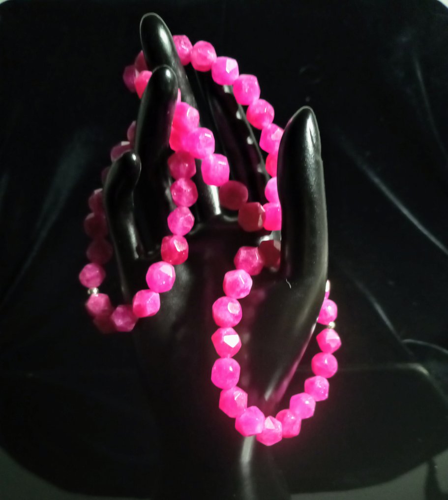 魔法碧玺 粉色Rubelita 最高品质AA++ 3条切面手链，结扣为银质打结。 - 手镯 #3.2