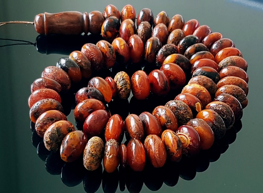 Meripihka Hyvin harvinaiset vintage-isot meripihkan rukoushelmet, rosario, Tesbih, Misbaha.- 89 g #3.2