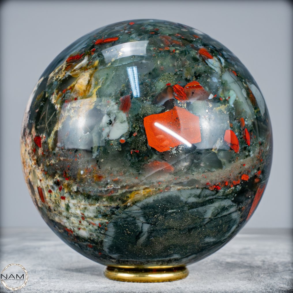 Σπάνιος φυσικός Jasper με αίμα δράκου Σφαίρα- 2253.53 g #1.0