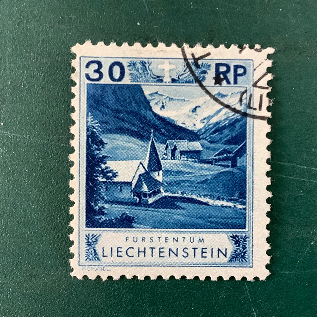 Liechtenstein 1930 - 30 Rp landskaber i sjælden 11,5 x 10,5 perforation med ægte certificering Marxer. - Michel 99C #1.0