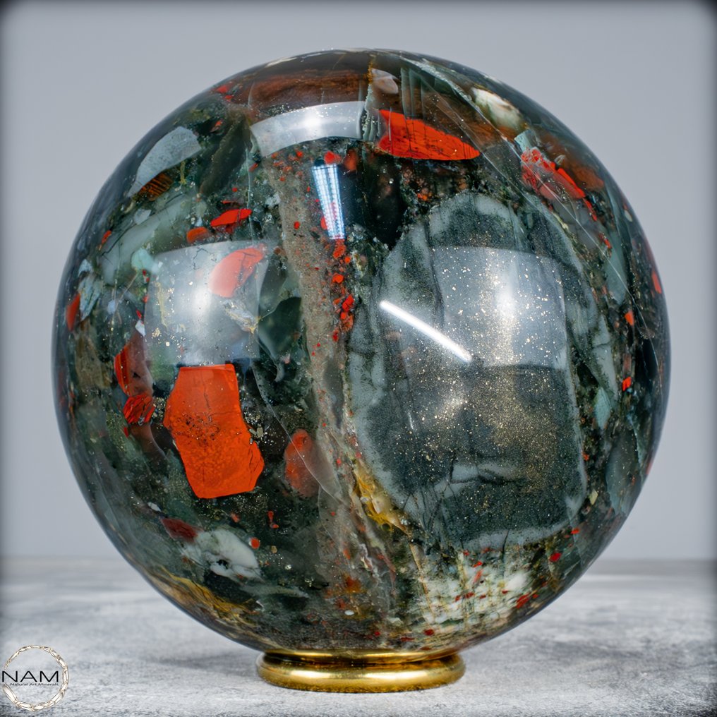 Σπάνιος φυσικός Jasper με αίμα δράκου Σφαίρα- 2253.53 g #1.0