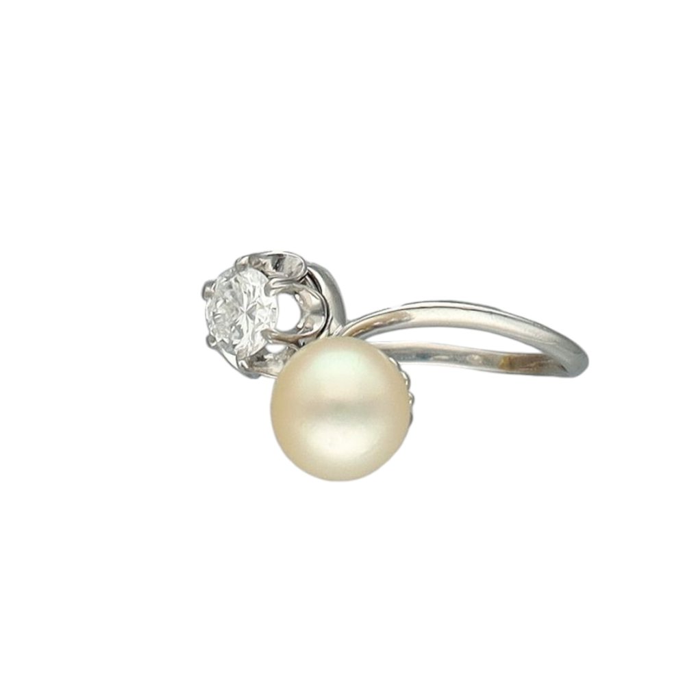 戒指 白金 -  0.56ct. tw. 钻石 (天然)  - 珍珠 #2.1