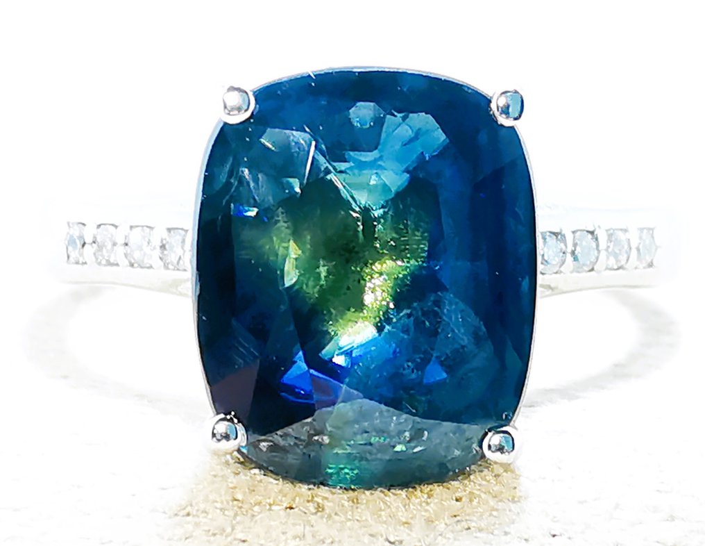 Δαχτυλίδι - 18 καράτια Λευκός χρυσός, Ζαφείρι PARTI-COLOUR χωρίς θερμότητα 4.13ct LOTUS 3.60gr -  4.13ct. tw. Ζαφείρι - Διαμάντι #1.0