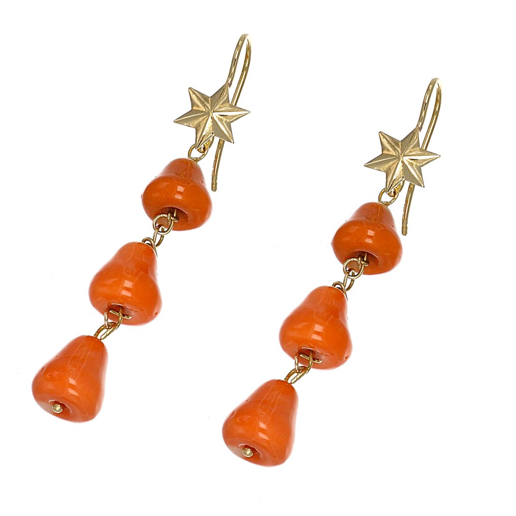 Øreringe - 18 kraat Gulguld - Koral #2.1