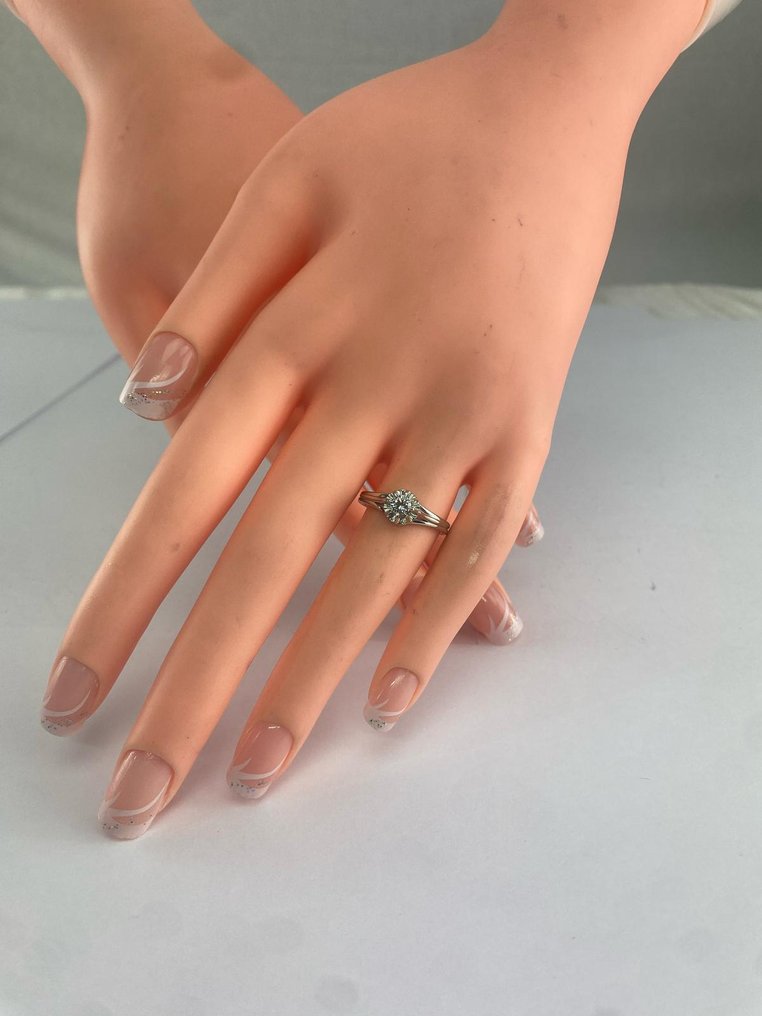 Sormus - 18 kt. Valkokulta - 0.50ct. tw. Timantti (Luonnollinen) - 18K Solitaire RS53 0,50ct #2.1