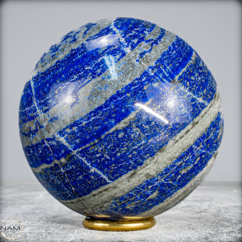 Φυσικό βασιλικό μπλε λαπίλας και πυρίτης Σφαίρα- 2087.12 g #4.3
