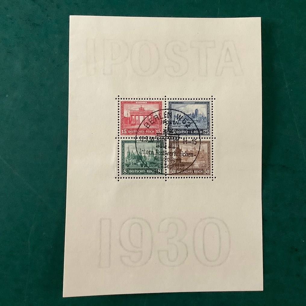 德意志帝国 1930 - iPOSTA展览区已取消 - Peschl签名确认无误 - Michel bloc 1 #1.0