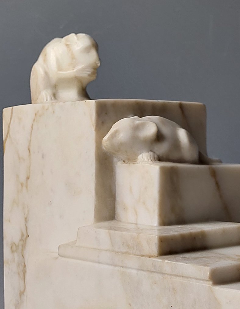 時鐘 -  藝術裝飾 - Carrara大理石 - 1920-1930 - Art Deco 老鼠钟 #1.0