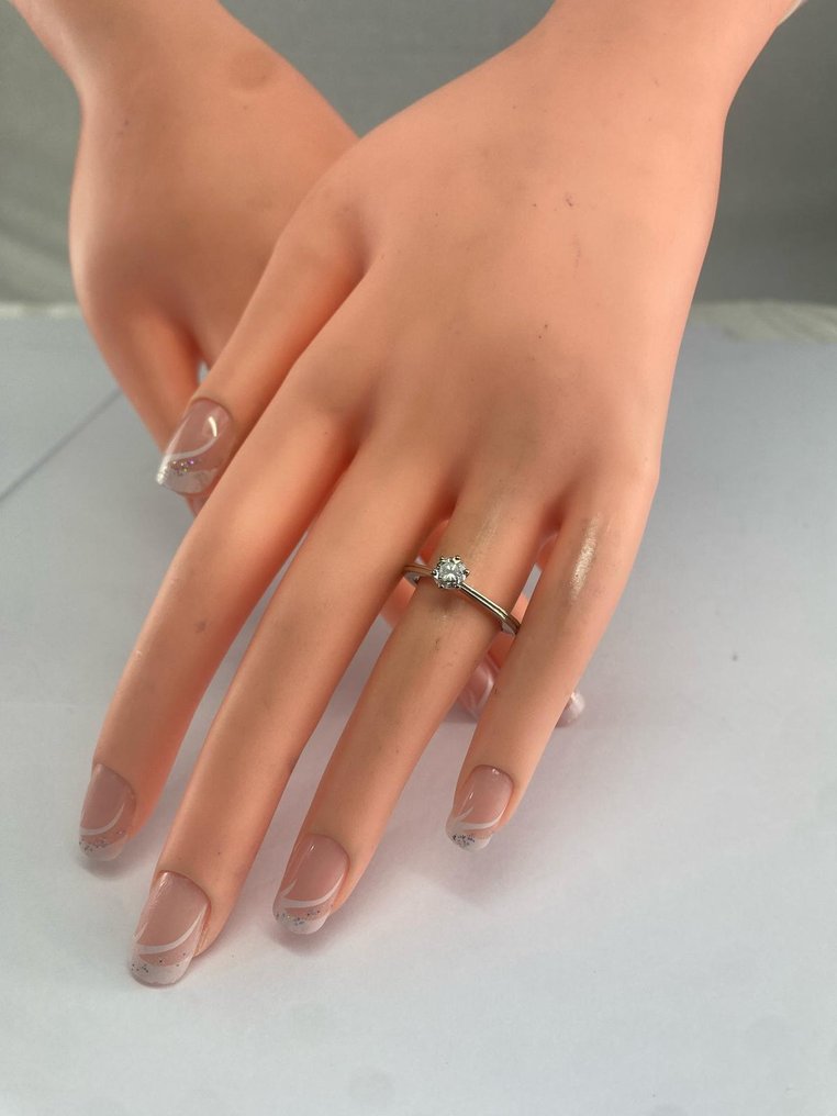 戒指 - 18 克拉 白金 - 0.45ct. tw. 鉆石 (天然) - 18K Solitaire RS54 0,45克拉 #2.1