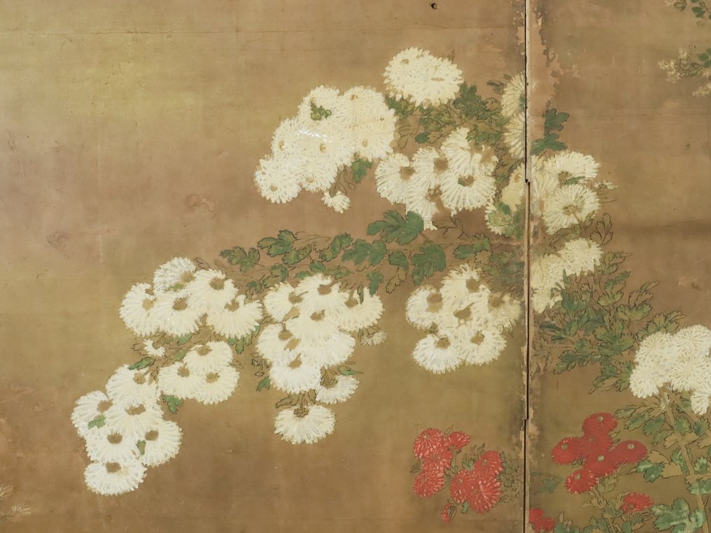 Byōbu屏風 - 菊花与木栅栏 - 日本 - 江戶時代(1600-1868) #3.2