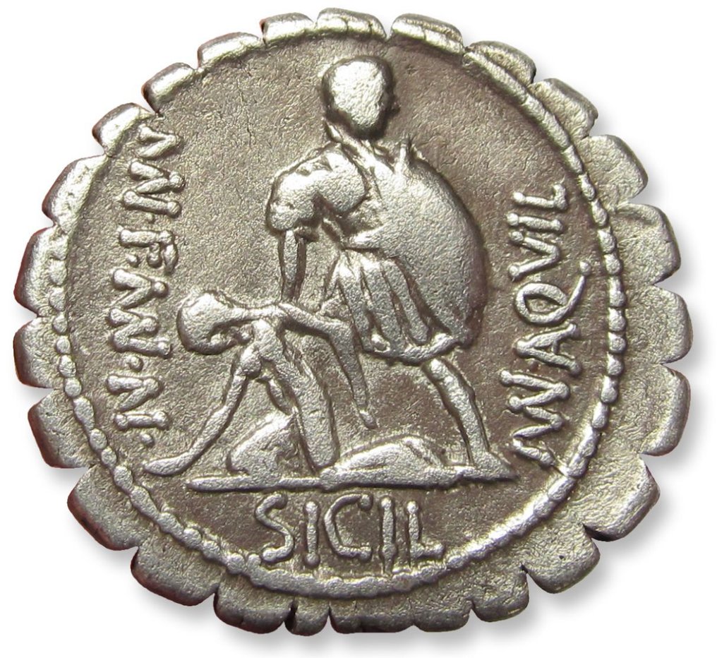 Romeinse Republiek. Mn. Aquillius. Denarius Rome mint 71 B.C. - nicely centered on both sides - #1.0