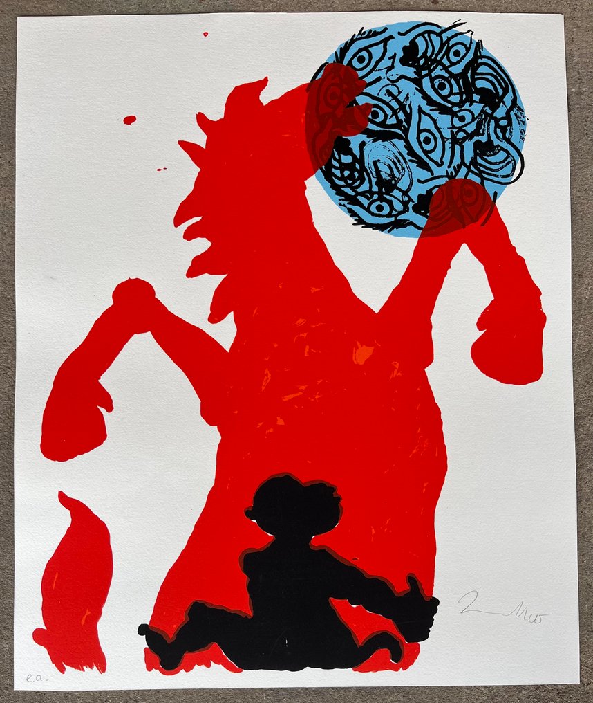 Jörg Immendorff (1945-2007) - Ohne Titel (rotes Pferd, Affe, Augenkugel) #1.0