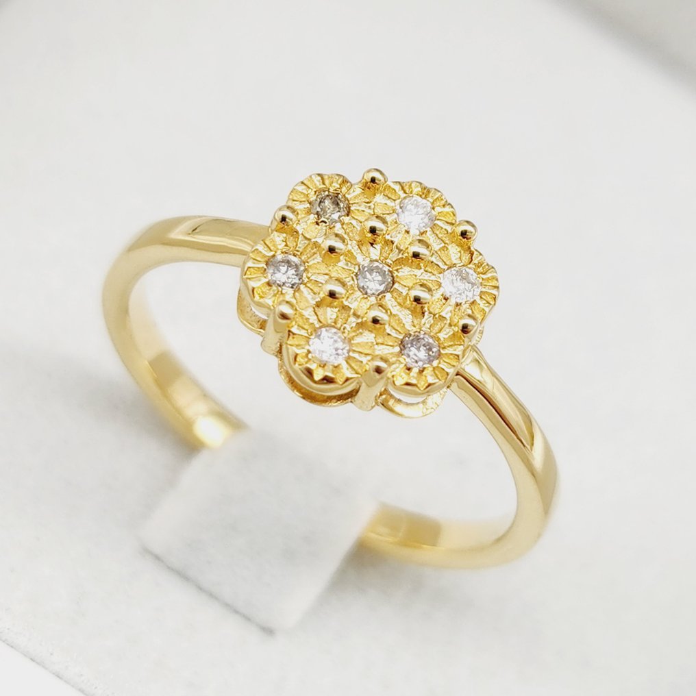 Sans prix de réserve - Bague - 14 carats Or jaune - 0.07ct. tw. Diamant (Naturelle) #1.0