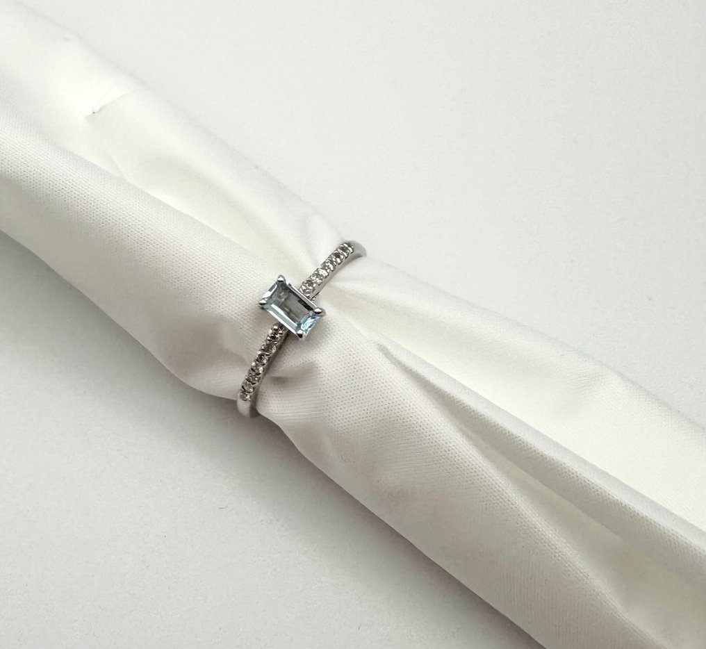 Δαχτυλίδι - 18 καράτια Λευκός χρυσός Ακουαμαρίνης - Διαμάντι #3.2