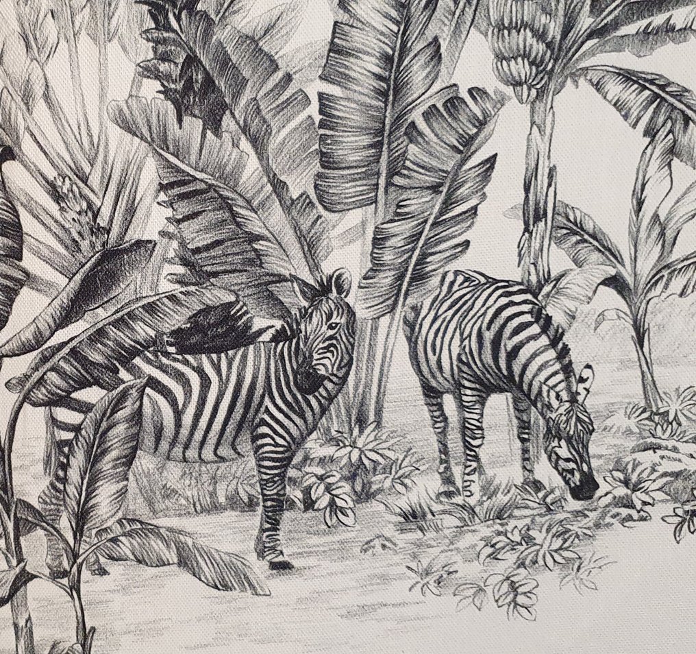 300x280cm! Originalt Toile de Jouy-stoff, Country - Savana Design - Tekstil  - 300 cm - 280 cm #1.0