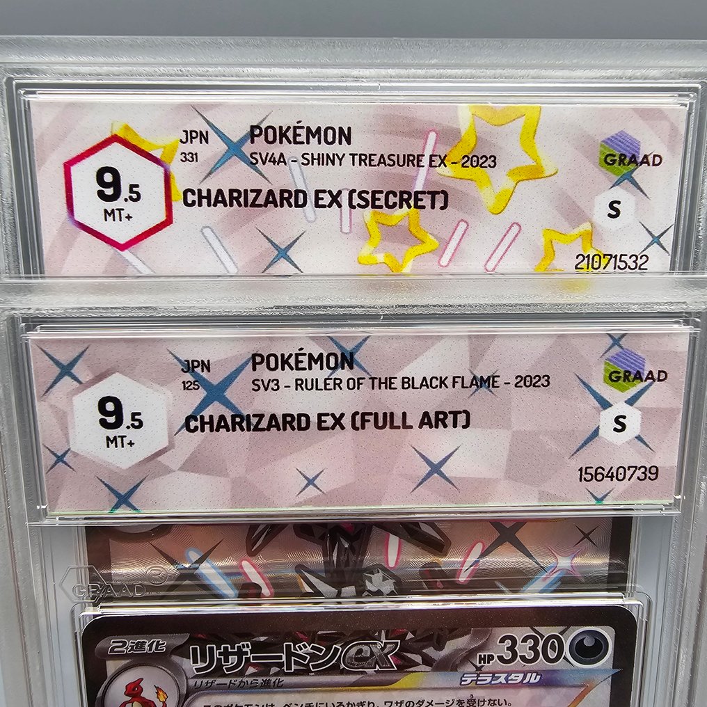 Pokémon - 2 Graded card - X2 CHARIZARD EX (FULL ART) - Graad 9.5 #1.0