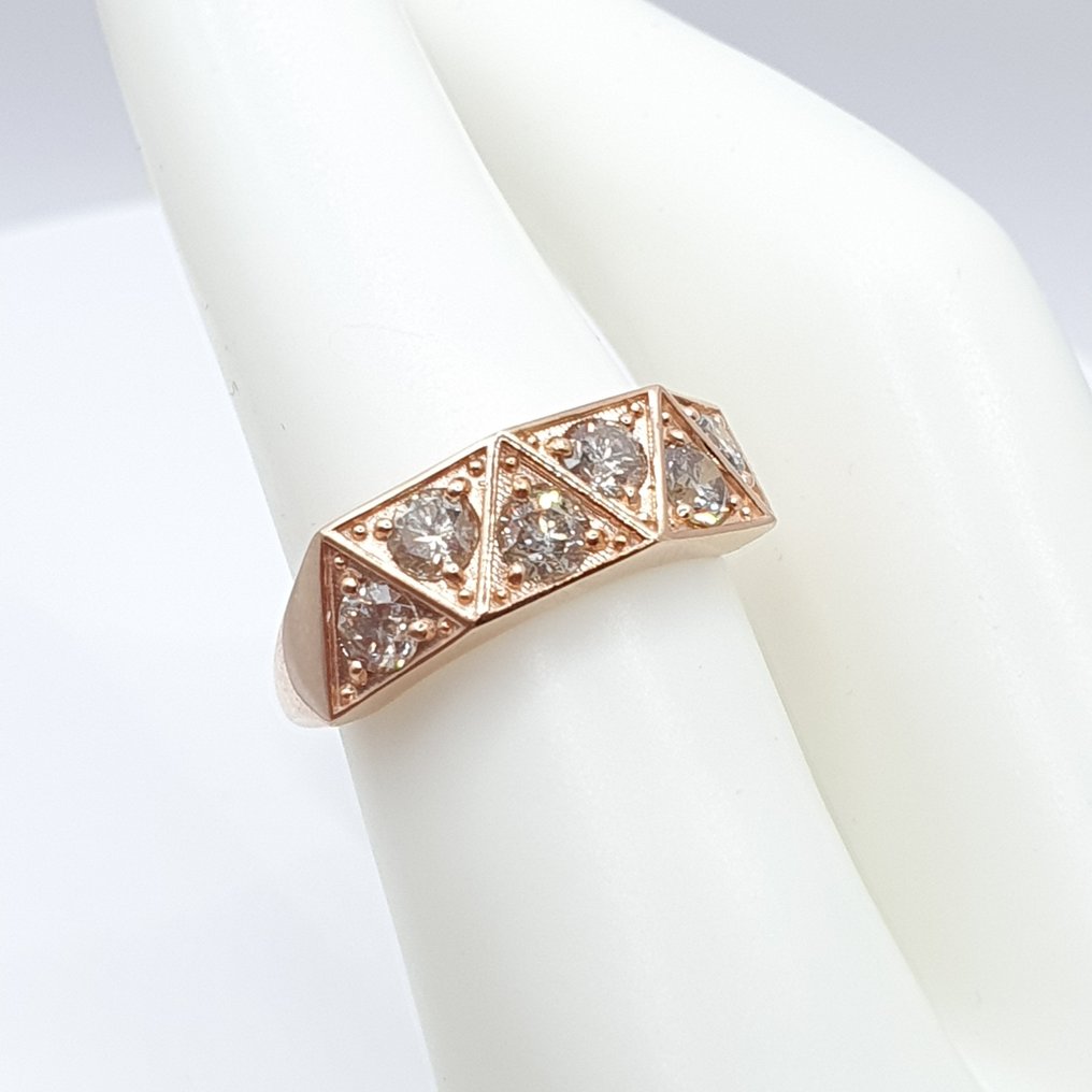 没有保留价 - 戒指 - 18K包金 玫瑰金 - 1.10ct. tw. 钻石 (天然) #1.0