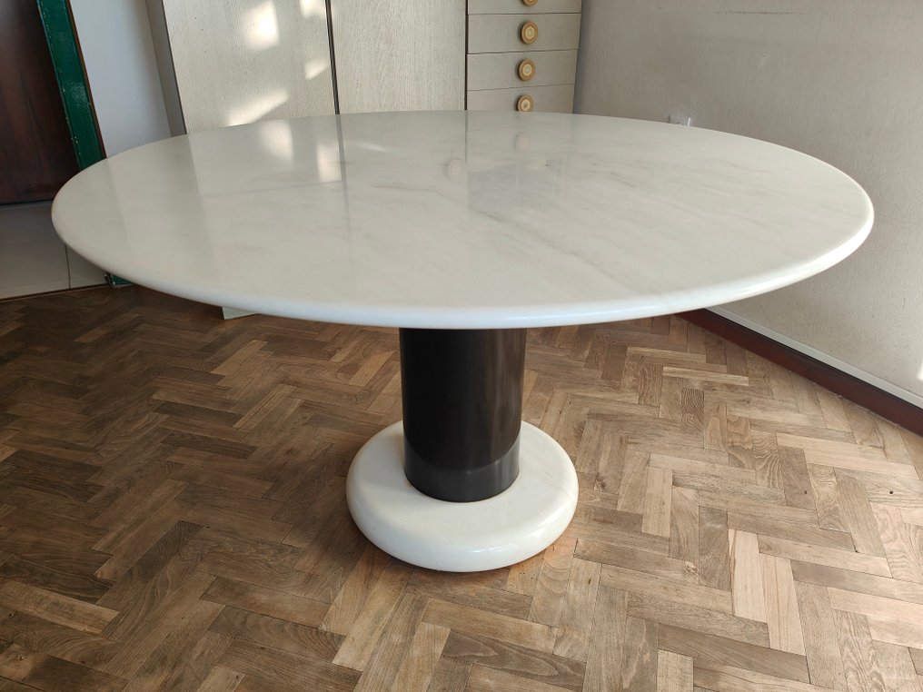 Poltronova - Ettore Sottsass - Τραπεζαρία - Λόττο - Χάλυβας - Τραπέζι Λωτό από Μάρμαρο #1.0