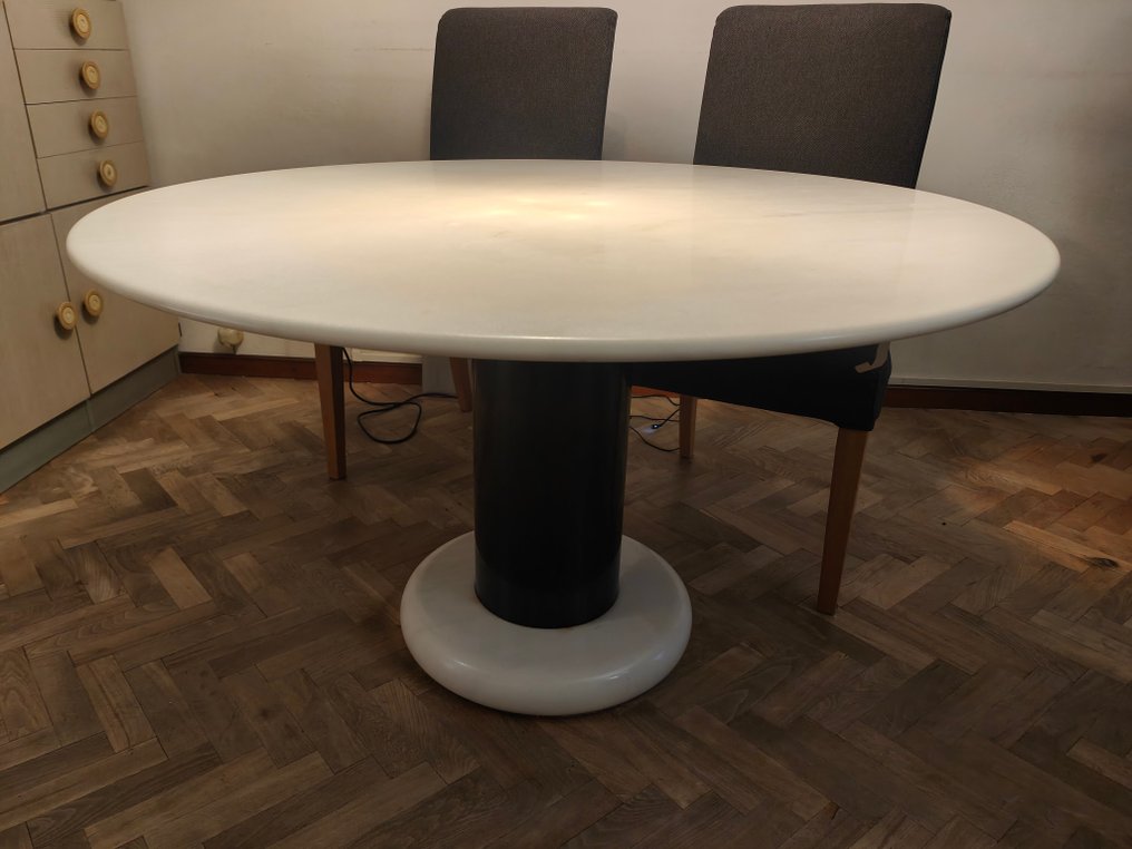 Poltronova - Ettore Sottsass - Τραπεζαρία - Λόττο - Χάλυβας - Τραπέζι Λωτό από Μάρμαρο #1.0