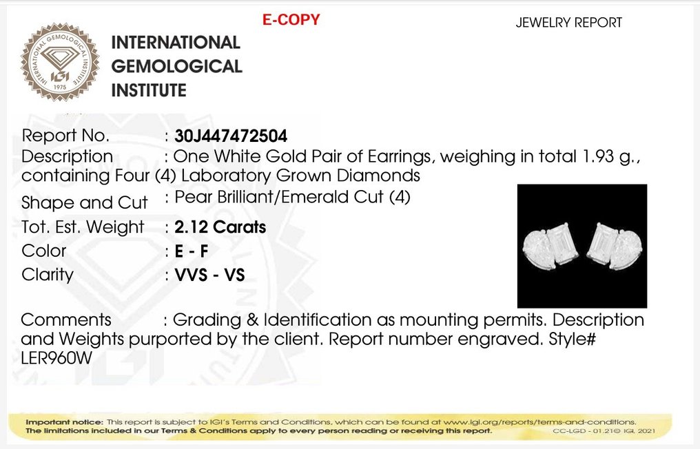 Καρφωτά σκουλαρίκια - 14 καράτια Λευκός χρυσός - 2.12ct. tw. - Διαμάντι - Σκουλαρίκι Toi Et Moi #1.0
