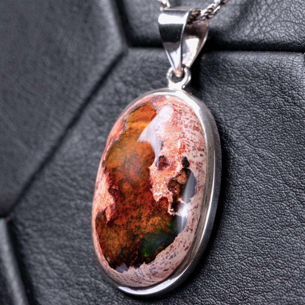 Opal de foc mexican natural Pandantiv incredibil din opal de foc - Înălțime: 43 mm - Lățime: 21 mm- 8 g #3.2