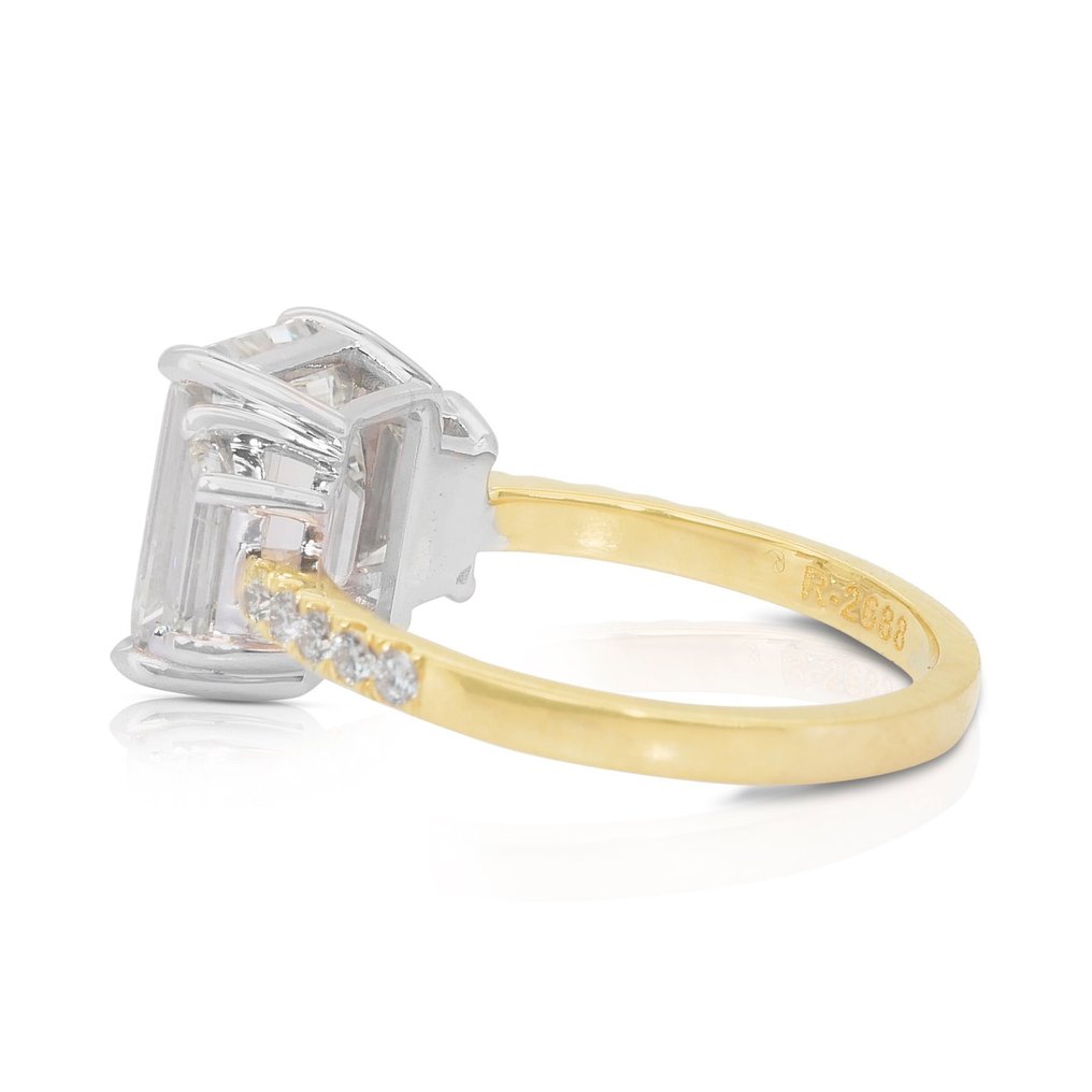 Ring - 18 kt Gult guld, Vittguld - 4.51ct. tw. Diamant (Natural) - Diamant #1.0