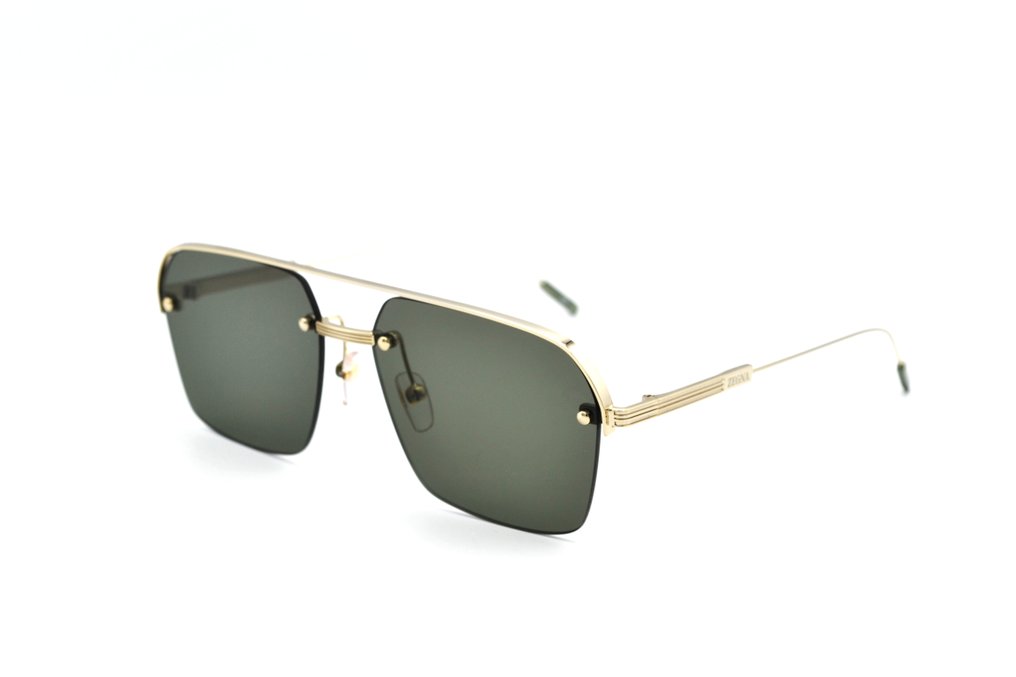 Ermenegildo Zegna - EZ0213 32N - Rectangular Design & Gold Metal - Green Lenses - *New* - Γυαλιά ηλίου #1.0
