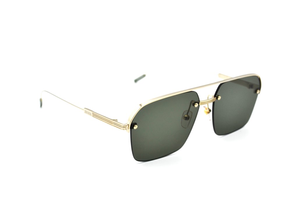Ermenegildo Zegna - EZ0213 32N - Rectangular Design & Gold Metal - Green Lenses - *New* - Γυαλιά ηλίου #3.2