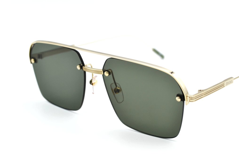 Ermenegildo Zegna - EZ0213 32N - Rectangular Design & Gold Metal - Green Lenses - *New* - Γυαλιά ηλίου #4.3