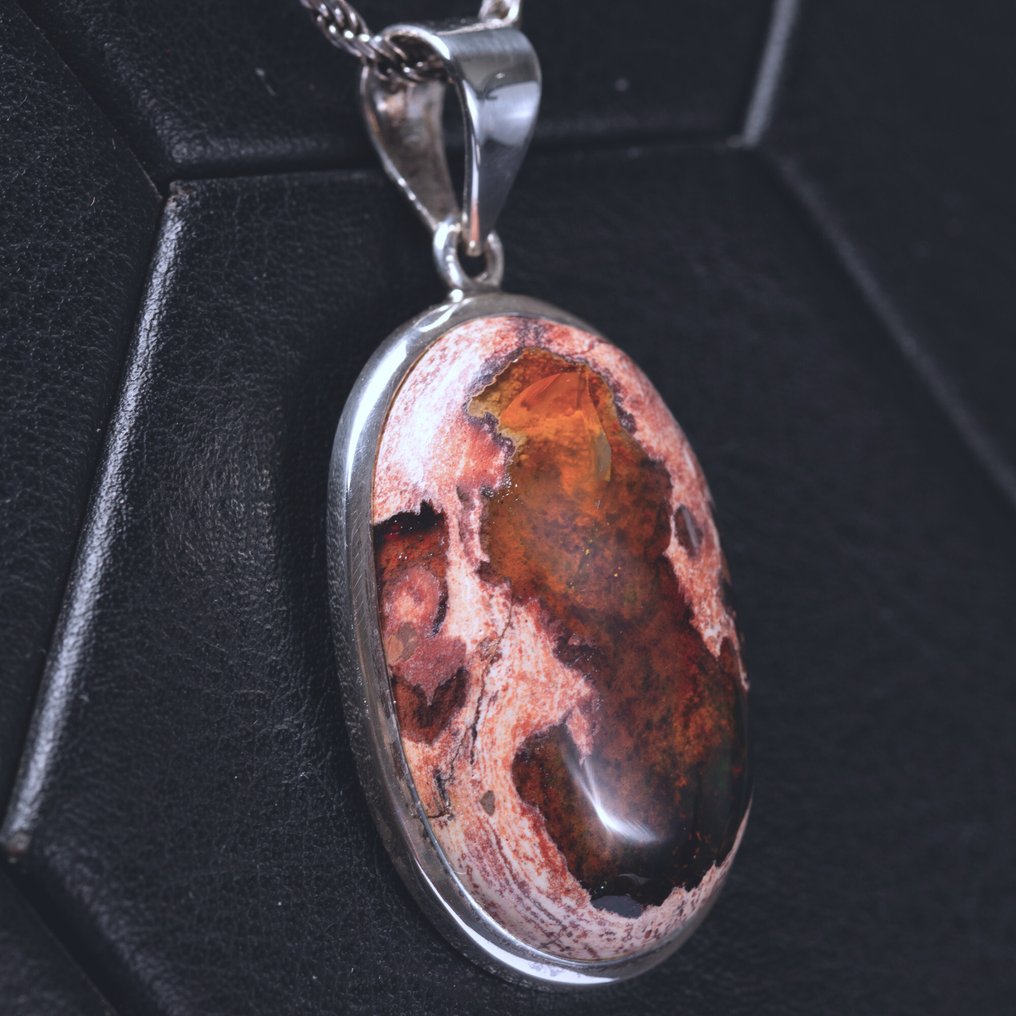 Opal de foc mexican natural Pandantiv incredibil din opal de foc - Înălțime: 43 mm - Lățime: 21 mm- 8 g #4.3