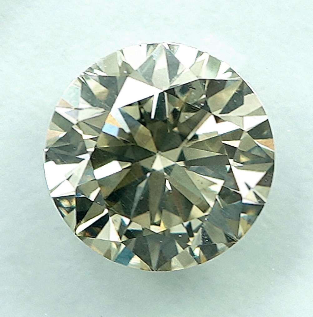 没有保留价 - 1 pcs 钻石  (天然色彩的)  - 1.01 ct - 圆形 - Fancy light 稍帶灰色的 黄色 - SI2 微内含二级 - 国际宝石研究院（IGI） #1.0