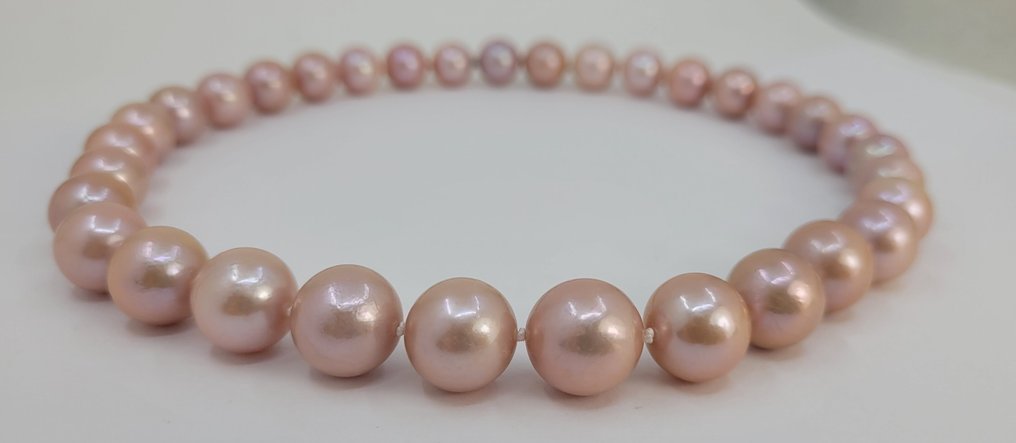 頸鏈 - 14 克拉 白金 - 12x14mm 爱迪生珍珠 #3.2