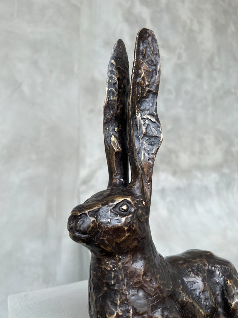 Sculpture, Hare Sculpture - Bronze Interior statue of a animal - Video in link - Bronze - 31 cm - Bronze #3.2