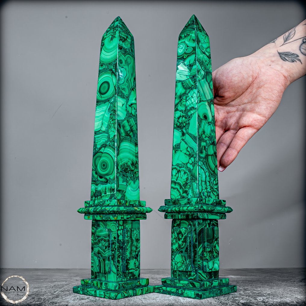 Φυσικό ζευγάρι μαλαχίτη ελίκες από το Κονγκό. Από την υψηλότερη ποιότητα.- 1619.47 g - (2) #3.2