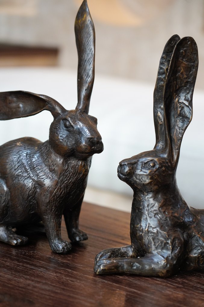 Sculpture, Hare Sculpture - Bronze Interior statue of a animal - Video in link - Bronze - 31 cm - Bronze #2.1