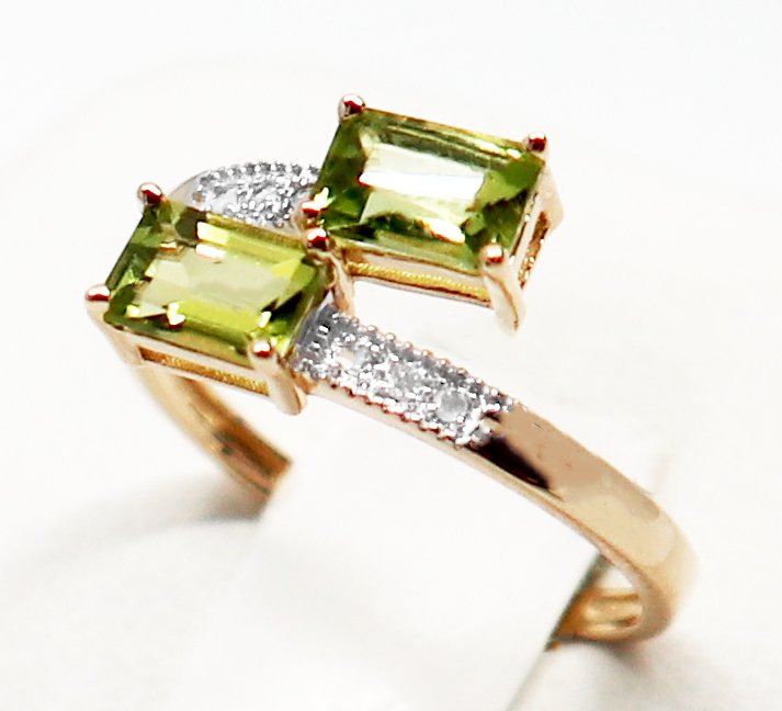 Sans prix de réserve - Bague - 14 carats Or jaune Péridot - Diamant #1.0