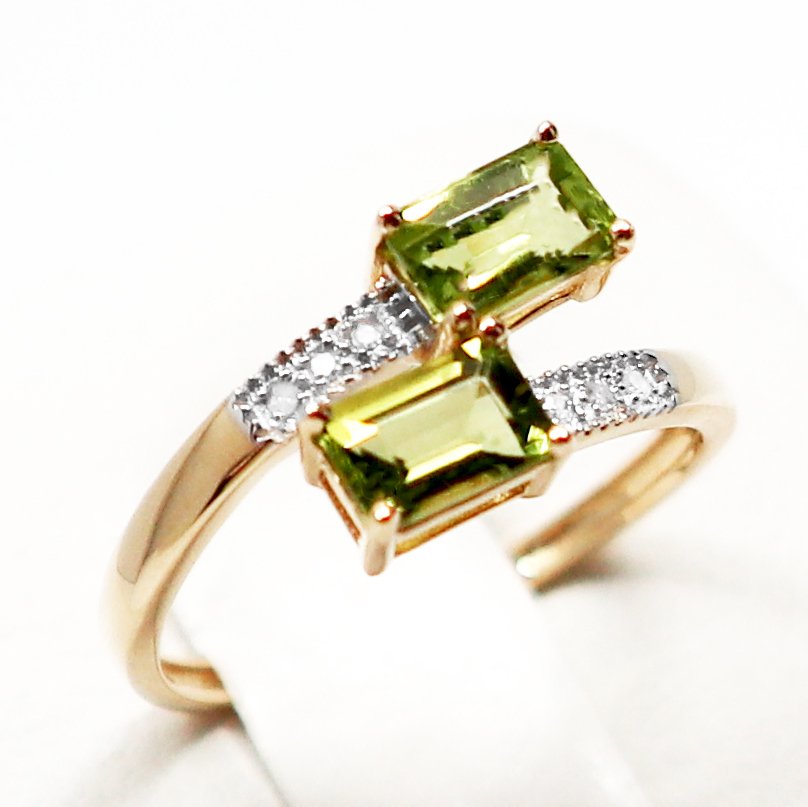 Sans prix de réserve - Bague - 14 carats Or jaune Péridot - Diamant #2.1