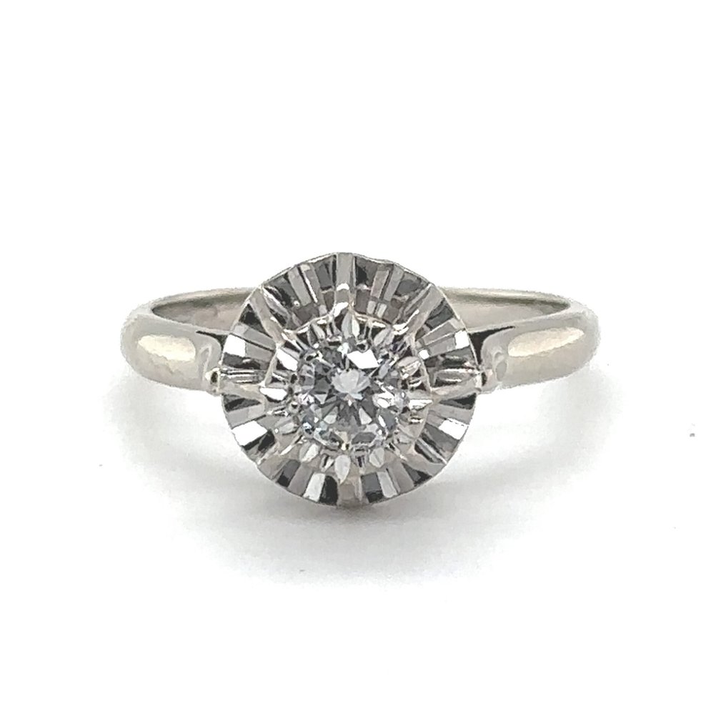 戒指 - 18K包金 白金 - 0.28ct. tw. 钻石 (天然) - 18K Solitaire RS55 0.28克拉 #4.3