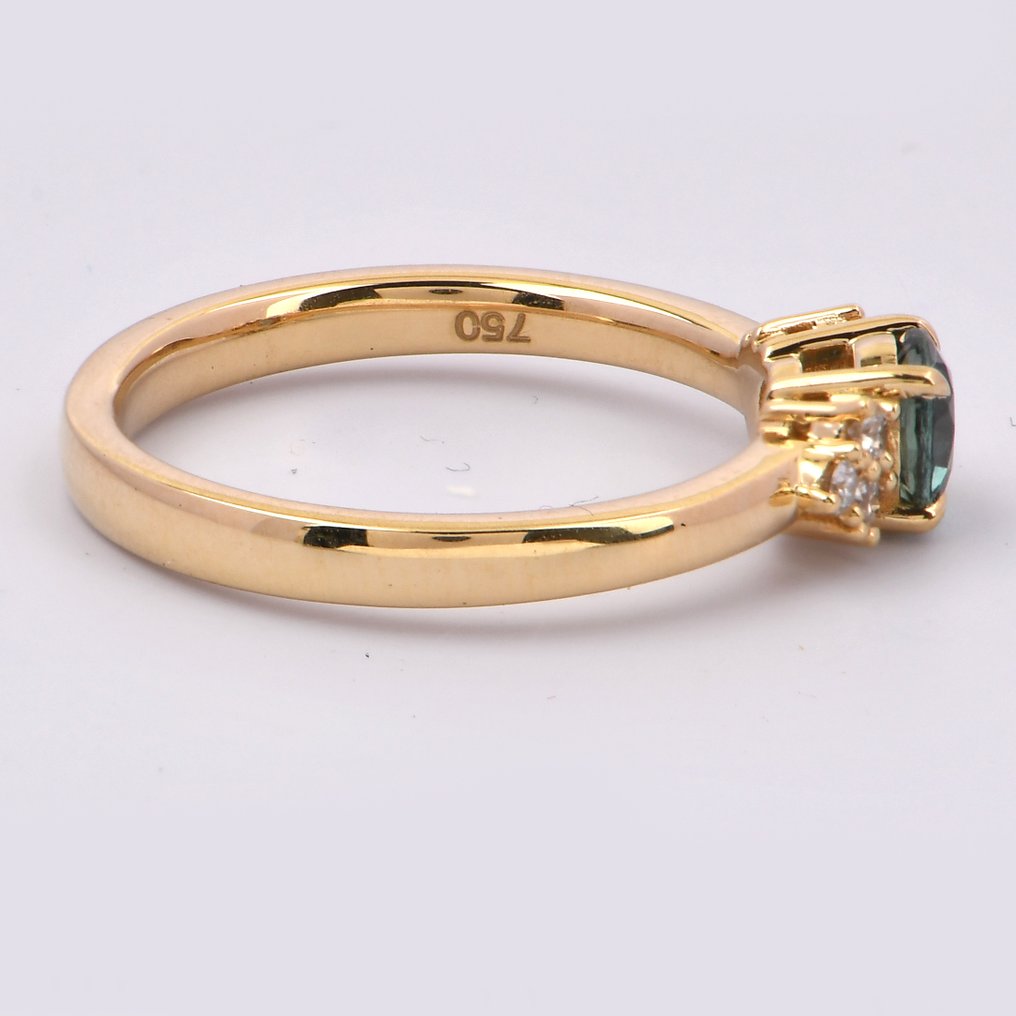 Bague - 18 carats Or jaune - 0.80ct. tw. Saphir - Diamant - Bague en pierre de couleur en or jaune 18 carats #3.2